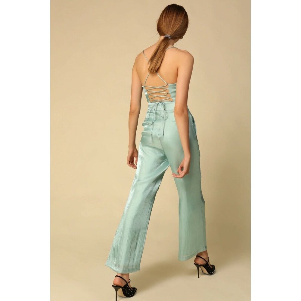Line & Dot Peyton Tie Back Jumpsuit Mint Green S - Picture 5 of 11